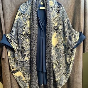 Chico’s Popover Tunic Top w/w/o Coordinating Paisley Ruana Topper Size 2